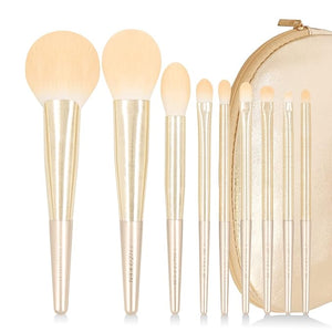 Natural Hair Makeup Brush Set Professional Fox Hair Makeup Brushes Set with Case by Luxury ENZO KEN Gold Cosmetic Brushes Makeup Set Natural Makeup Brushes Natural Bristle Makeup Brushes.(Cloud)