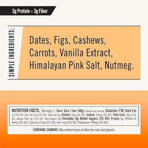 Thunderbird Real Food Energy Bars Bar Cashew Fig Carrot 1.7 Ounce Fruit &amp Nut Nutrition Bars - No Added Sugar Grain and Gluten Free Non-GMO 12 Pack