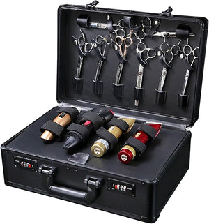 Professional Barber Case, Barber Carrying Case Portable Travel Stylist Tool Box with Lock, Professional Salon Hair Cutting Grooming Kit Storage Organizer for Clippers, Scissors, Barber Supplies