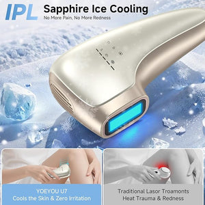 Painless IPL Laser Hair Removal for Women &amp Men 39¡ÆF Sapphire Ice Cooling Technology At-Home Laser Hair Removal Device for Face Armpits Legs Bikini &amp Whole Body Long-Lasting Results