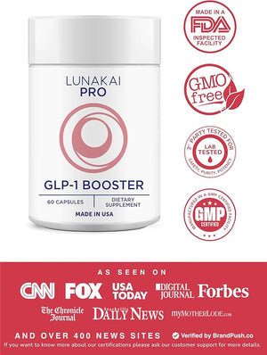 Lunakai PRO USA Made GLP-1 Supplement - Natural GLP 1 Booster with Probiotics &amp Resveratrol ? Supports Weight Management Cravings &amp Metabolism 60ct