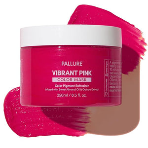 Pallure Color Pigment Refresher Mask Semi Permanent Hair Color Depositing Conditioner 8.5 Oz Vibrant Pink