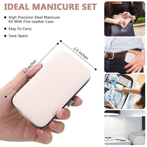 Geosar 12 Sets Manicure Set Nail Clippers Pedicure Kit 8 in 1 Grooming Stainless Steel Kits Nail Care Tools with Travel Case Xmas Gifts Christmas Stocking Stuffers for Men Women(Rose Gold)