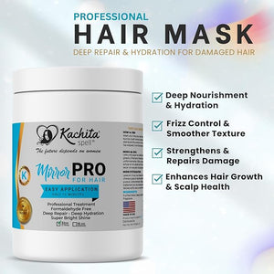 Kachita Spell MirrorPRO Hair Mask for Dry Damaged Hair with Argan &amp Coconut Oil Keratin Professional Hair Repair Treatment Gloss &amp Shine Frizz-Free Hair 32 Fl Oz