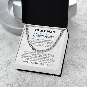 To My Man Necklace Custom Cuban Chain Necklace Gift For Husband Valentine Gift For Men Anniversary Birthday Gift For Him Husband Necklace From Wife Boyfriend Jewelry From Girlfriend