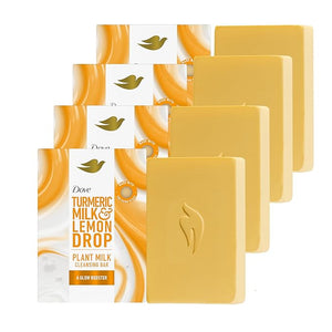 Dove Plant Milk Cleansing Bar Soap Turmeric Milk &amp Lemon Drop Glow Booster 4 Count for Moisturized Skin Gentle Cleanser No Sulfate Cleansers or Parabens 98% Biodegradable Formula 5 oz