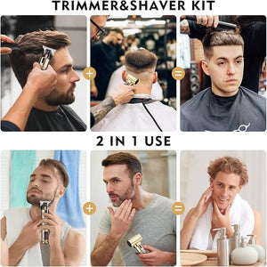 Professional Hair Clippers for ManElectric Shavers Razor T-Blade Hair Trimmer Men¡¯s Grooming Kit Cordless Barber Trimmer Bald Shavers with 4 Guides &amp 3 Foil Head (Bronze)