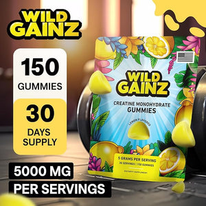 Creatine Monohydrate Gummies for Men &amp Women 5000mg - Made in USA Potency Tested Vegan Supports Muscle Growth Strength &amp Cognitive Function Non-GMO Gluten-Free Lemon Flavored Creatine 150