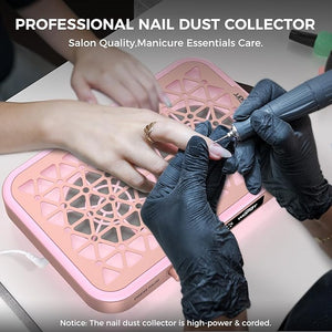Nail Dust Collector, 1600PA Professional Nail Vacuum Dust Collector Fan with Filter Papers (30 Pcs) for Acrylic Nail Polishing &amp; Manicure at Nail Salon &amp; Home - Pink