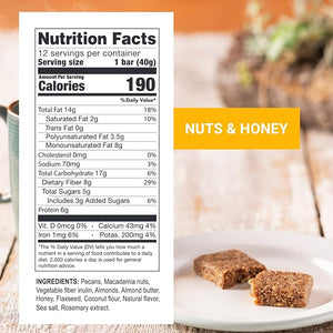 Prolon Fasting Bars | 6g Protein, 8g Fiber | Keto-Friendly, Gluten-Free, Dairy-Free, Plant-Based | Nutrition for Intermittent Fasting | Formulated to Not Break Your Fast | Nuts &amp; Honey (12 Count)