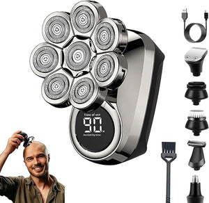 1PCS Head Shavers for Bald Men, 8D Upgraded 6-in-1 Bald Head Shaver, Waterproof Bald Head Shavers for Men Wet/Dry Use, LED Display Electric Razor Type-C Charging 360¡ÆClose Shave(8730) (Silver)