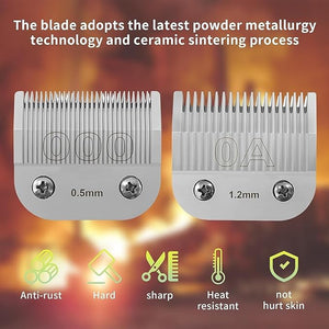 Professional Detachable Replacement Ceramic Blades setcompatible with oster Classic 76/Star-Teq/Power-Teq andi A*dis AGCBDCBGCMBG Series Clippers (size 000+0A)