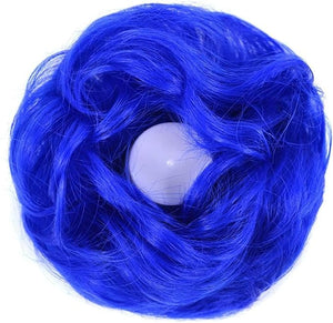 Hair Bun 1 Pack Messy Bun Hair Hoops Ponytail Hair Extensions Synthetic Donut Hair Bun Curly Wavy Hair Bun Wigs for Women Hair Bun Piece(Blue)