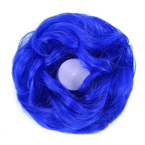SONGCHAO Fake Hair Bun 1 Pack Messy Bun Hair Hoops Ponytail Hair Extensions Synthetic Donut Hair Bun Curly Wavy Hair Bun Wigs for Women Hair Accessories (Color : Blue)