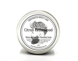 Underwood Men¡¯s Care Shaving Soap Set with Shave Brush - Fast Lathering Natural Glycerin Shaving Cream Alternative for a Clean Cut &amp Rich Gentleman Scent - For All Skin Types - 6 oz (Citron Cedarw