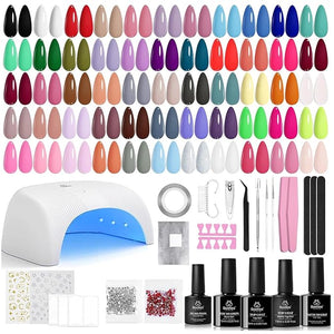 Beetles Gel Nail Polish Kit with U V Light - 80Pcs Color Enchantment 55 Colors Gel Polish Starter Kit with Base Top Coat DIY Nails Supply Stickers Manicure Tools Christmas Gift for Women Teens Girls