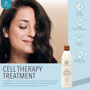 Ovation Hair Cell Therapy Hair Growth &amp Scalp Treatment for Men &amp Women - For All Hair Types Helps Reduce Breakage &amp Split Ends - No Minoxidil Sulfates or Parabens - With Biotin Vitami