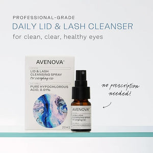 Avenova Eyelid and Eyelash Cleanser Spray - 20ml Bottle - Gentle Everyday Pure Hypochlorous Acid Spray for Eye Irritation