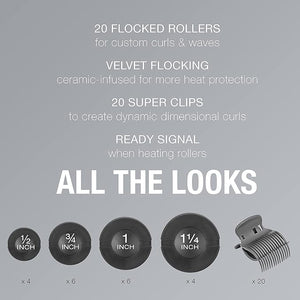 INFINITIPRO By Conair Instant Heat Ceramic Flocked Rollers Multi-Size 20 Count