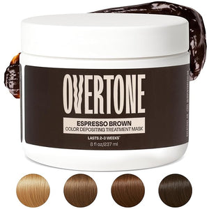 Overtone Semi Permanent Hair Color Conditioner Espresso Brown 8 oz Nourishing Damage-Free Color Depositing Mask for All Hair Types with Shea Butter &amp Coconut Oil Vegan &amp Cruelty-Free