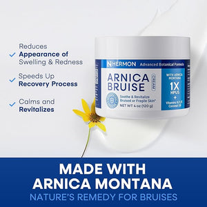 Hermon Arnica Bruise Cream Extra Strength: Fast-Acting for Bruising &amp Swelling on Thin Skin - High Strength Arnica Montana with Vitamins K C &amp E?Hydrating Moisturizer for Face (4 oz(pack of 2