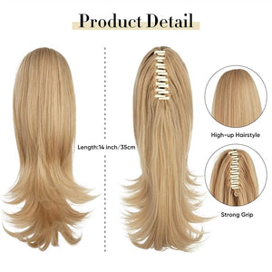 EARSHOT Hair Buns Hair Piece Synthetic Clips In Ponytail Hair Extensions Wig 14 Inch Long Wavy Wig Bun with Elastic Band Ponytail for Women Hair Accessories For Girls (Color : 6h27, Size : 14inches)