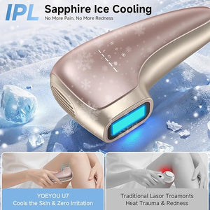 Painless IPL Laser Hair Removal for Women &amp Men 39¡ÆF Sapphire Ice Cooling Technology At-Home Laser Hair Removal Device for Face Armpits Legs Bikini &amp Whole Body Long-Lasting Results