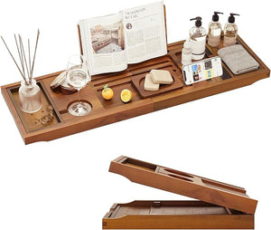 Premium Foldable Teak Bathtub Tray Expandable Bath Tray for Tub Luxury Bathtub &amp Bathroom Accessories