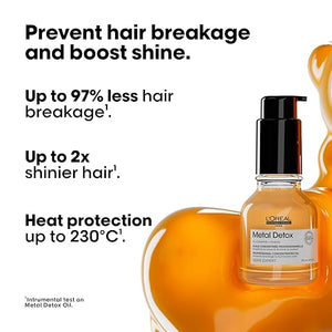 L'Oreal Professionnel Metal Detox Leave-In Oil - Detoxifies Prevents Damage and Prolongs Hair Color With Shine