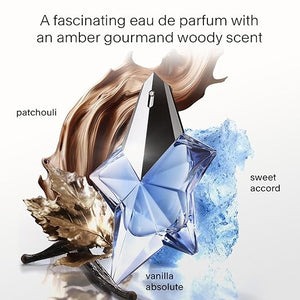 MUGLER Angel - Women's 4-Piece Perfume Set ($215 Value) - Ambery &amp Woody - With Bergamot Praline and Patchouli - Eau de Parfum 1.6 Fl Oz &amp 0.3 Fl Oz 1.6 Fl Oz Lotion 1.6 Fl Oz Shower Gel