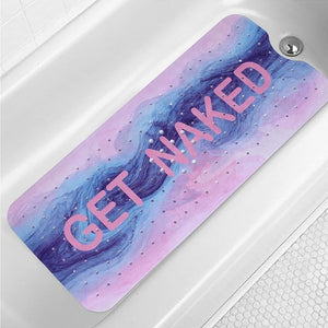 Pink Blue Bathtub Mat Non Slip 40x16in Extra Long Marble Bath Mat for Tub Funny Quotes Anti Slip Shower Mat for Bathroom with Large Drain Holes and Suction Cups Quality Bath Mats and Bathtub Decor