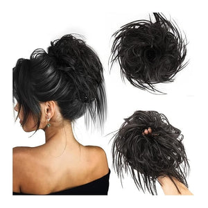 Hair Accessories Synthetic Bun Ponytail Hair Extensions Headband Messy Bun with Elastic Rubber Band Ponytail Wig Hair Bun for Women Hair Pieces For Women(1B#)