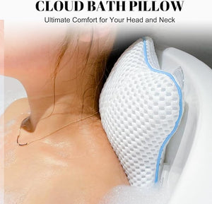 Non Slip Bath Pillow Luxury Spa Bathtub Head &amp Neck Rest Support Permeable Quick Drying Air Mesh Tub Pillow with 4 Large Suction Cups Fits Any Tubs Soft and Relaxing