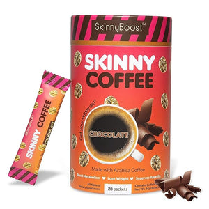Skinny Boost Instant Skinny Coffee Sticks (Chocolate) - Made with Arabica Coffee Beans Garcinia Cambogia Green Tea Extract B Vitamins Fiber and Prebiotics ?Sugar Free-Keto Friendly (28 Packets)