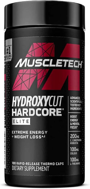 Hydroxycut Hardcore Elite - 100 Rapid-Release Thermo Caps - Energy &amp; Focus - for Men &amp; Women - 50 Servings