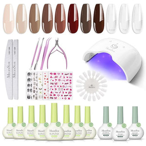 MelodySusie Gel Nail Kit with P-ART06G Cordless UV Lamp Christmas Gift for Women Plant Based HEMA Free Fall Nails Polish with No Wipe Top Coat, Base &amp; Builder Gel