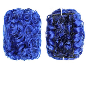 EARSHOT Hair Buns Hair Piece Synthetic Messy Bun Wig Hair Pieces Wavy Curly Bun Ponytail Hair Extensions Bun Hair Comb Women Bun Wig Hair Accessories For Girls (Color : Blue)