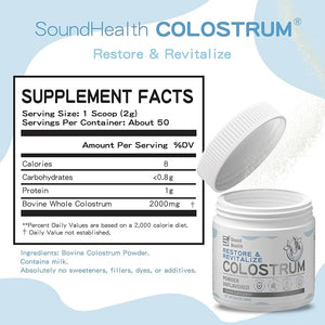 Colostrum Supplement Powder for Humans - Organic Bovine Colostrum Supplement for Gut Health, Hair Growth, Beauty, and Immune Support - Unflavored (50 Servings)
