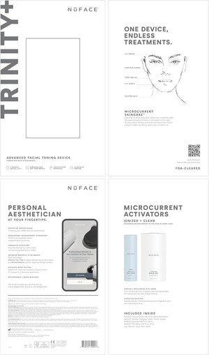 NuFACE Trinity+ Microcurrent Facial Device Kit - FDA Cleared Face Sculpting &amp; Neck Tightening Device to Contour Cheeks &amp; Brows + Microcurrent Gel Activator &amp; Silk Creme
