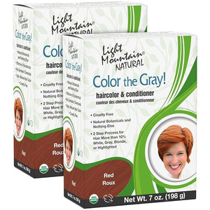 Light Mountain Henna Hair Color &amp Conditioner Color the Gray - Red Hair Dye for Men/Women 2-Step Chemical-Free Semi-Permanent Hair Color for White Gray and Blonde Hair 7 Oz (Pack of 2)
