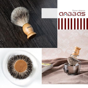 Anbbas Badger Hair Shaving Brush with Wood Handle,Goat Milk Shaving Soap 100g,Stainless Steel Shaving Stand and 2 Layers Shaving Bowl Perfect for Men Gift