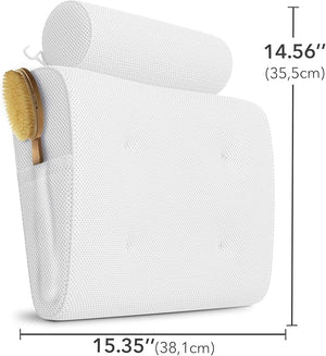 Everlasting Comfort Luxury Bath Pillows for Tub with Head and Neck Support - Non-Slip Bathtub Pillow with Suction Cups Quick-Drying Mesh &amp Drying Hook - Jacuzzi &amp Spa Accessories for Women -