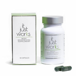 It Just Works Whole Body Natural Deodorizing Supplement for Full Freshness - Vegan &amp Organic Internal Deodorant for Underarms Intimate Areas and Private Parts 30 Capsules