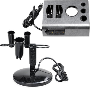 BYOOTIQUE 5-Hole &amp; 6-Hole Tabletop Blow Dryer &amp; Hair Iron Holder Salon Appliance Stand with 3 Outlets Hair Tool Organizer Hot Tools Organizer for Stylist Straightener Bathroom Supplies