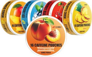 LYVWEL 5-Pack Caffeine Dip Pouches | Nootropic Focus &amp Neuro Support | Natural Caffeine Boost | 16 per Can | 56mg Caffeine Each | Nicotine-Free Tobacco-Free | Instant Energy Boost
