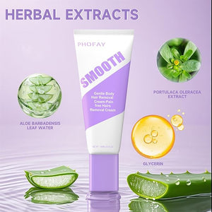 PHOFAY Hair Removal Cream for Sensitive Skin ? Fast-Acting Dermatologist-Recommended with Aloe &amp Hyaluronic Acid 3.38 fl oz Travel Size (3.53 Ounce (Pack of 2))
