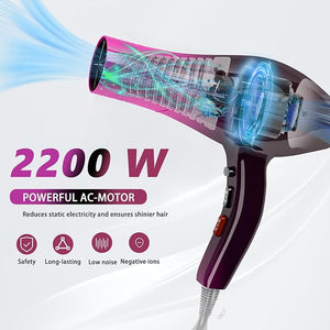 Ionic Hair Dryer2400W Negative Ion Low Noise Hair Dryer Professional Fast Drying Hair Dryers with 2 Speeds 3 Heat Settings Cooling Buttonwith Diffuser for Curly and Straight Hair£¨Crimson Fade£©