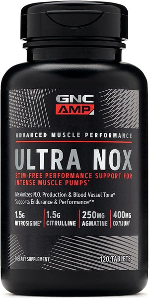 GNC AMP Ultra Nox Supports Endurance &amp Performance Stim-Free 120 Count