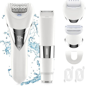 Electric Bikini Epilator for Women, 5 in 1 Hair Removal for Face, Chin, Arm, Leg, Armpit, Bikini Trimmer, IPX6 Waterproof, USB Rechargeable, Wet &amp; Dry Lady Shaver,2 Speeds &amp; 5 Cutter Heads