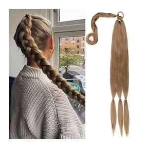 SONGCHAO Fake Hair Bun 80cm Synthetic Wraparound Long Braided Ponytail Hair Extension Headband Synthetic Wig Piece Bun for Women's Daily Use Hair Accessories (Color : A)